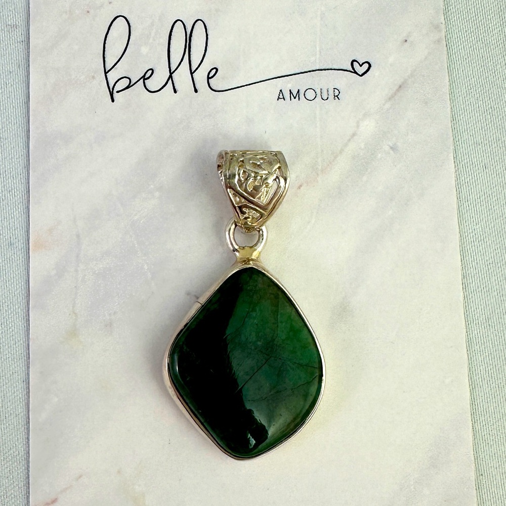 Emerald - Curated Artisan Sterling Silver Pendant